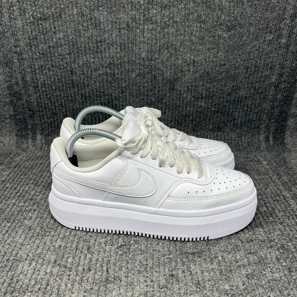 Nike Court Vision Altra Triple White Leather Platform Shoes Womens 10 DM0113-100 - Picture 1 of 8